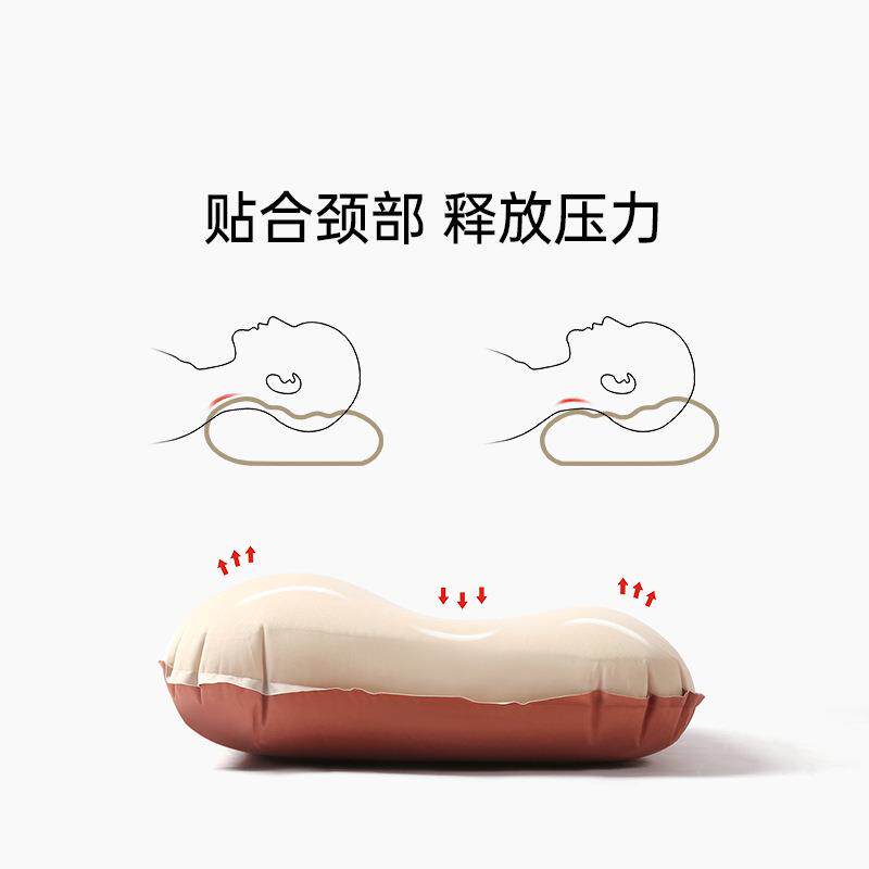 户外奶酪枕家用3D海绵自动充气枕头野营午休靠枕便携易收纳露营枕
