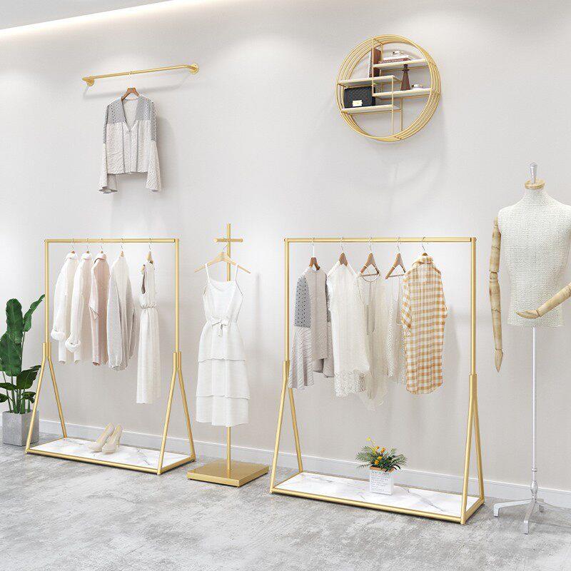 铁艺服装店展示架落地金色侧挂男女装店简约陈列货架童装挂衣服架