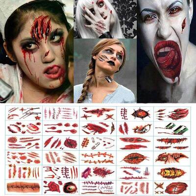 Halloween Temporary Tattoo Sticker Waterproof 3D Bite Mark Z
