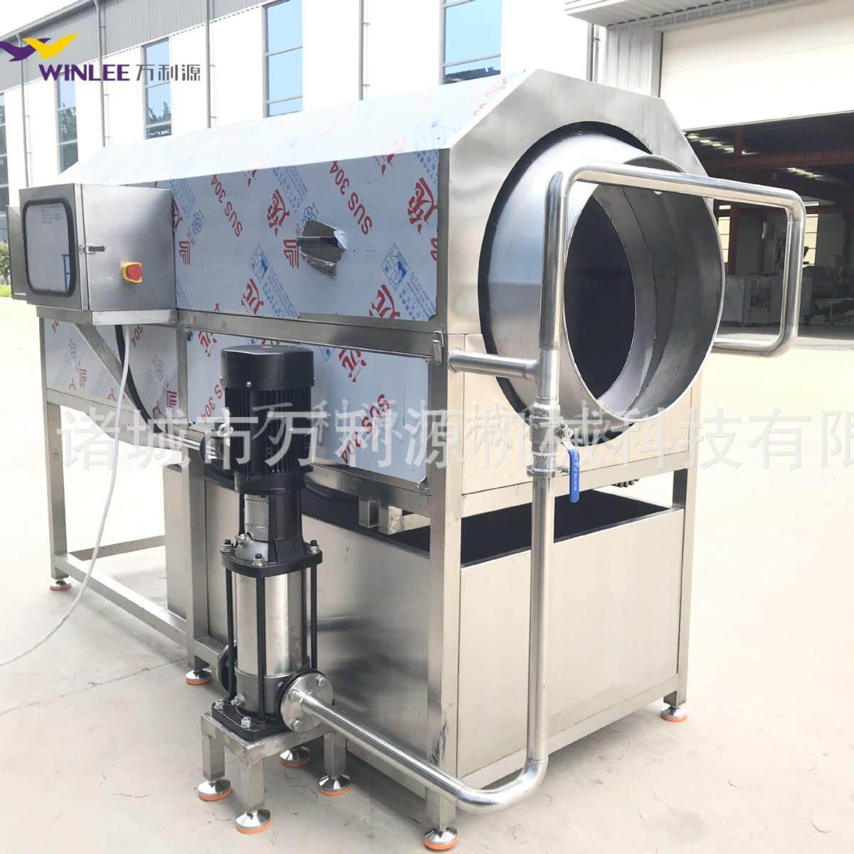 茶叶去污滚筒清洗机黄精地黄毛刷清洗设备全自动不锈钢洗袋设备
