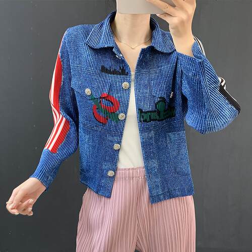 Cowboy jacket, long sleeved short cardigan, slimming