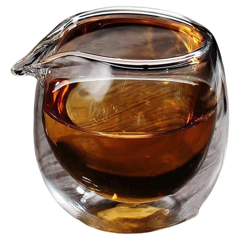 双层透明玻璃公道杯大小号隔热公杯功夫茶具过滤茶漏滤网分茶器