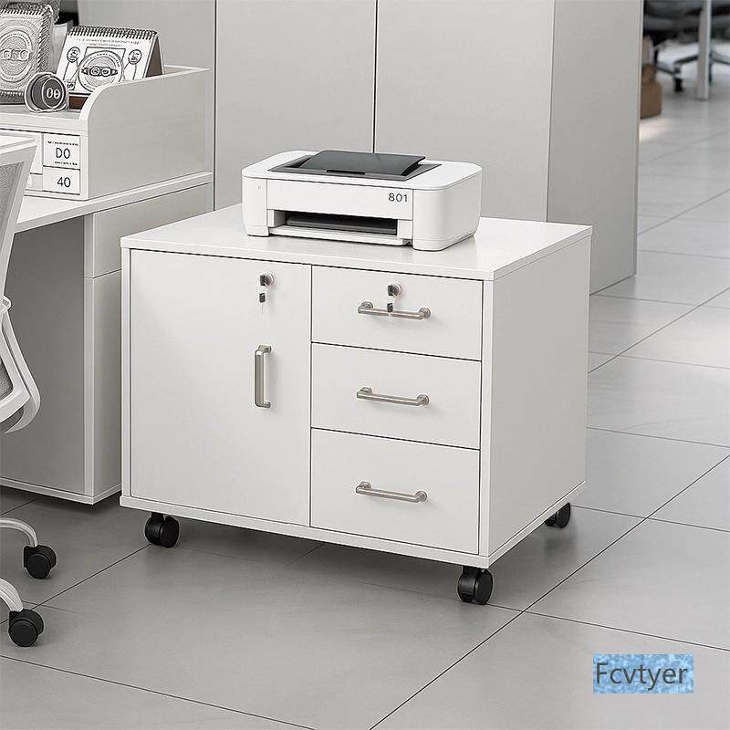 工位文件柜办公桌侧边置物柜桌下收纳储物柜带锁抽屉打印机置物架
