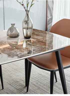 款意式亮光岩餐桌轻简约现代组奢合KX-65031板桌椅家用饭新桌