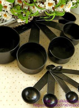 10pcs/lot black plastic measuring cups measuring spoon kitch