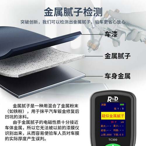 TC300红龙五代大量程漆膜仪车漆金属腻子检测仪钢结构涂层测厚仪
