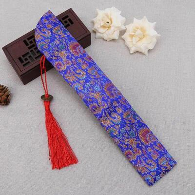 Silk Folding Chinese Hand Fan Bag With Tassel Dustproof Hold