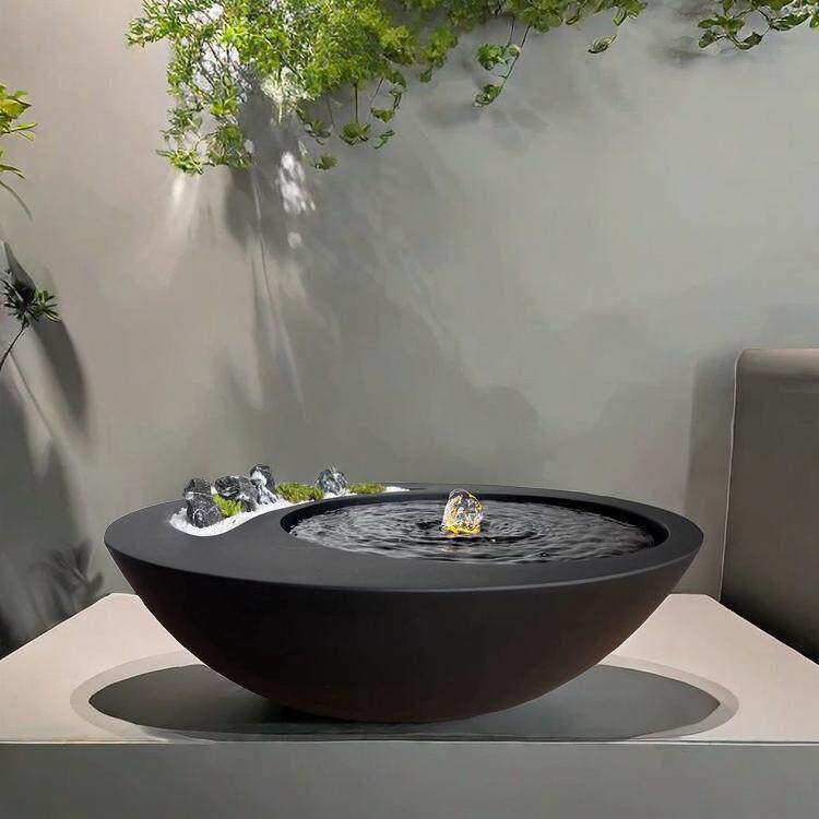循环流水摆件现代家居水系喷泉玄关门店前台桌面开 业乔迁生财摆