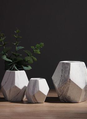 轻豪华大理石绿色小花瓶陶瓷流行斯堪的纳维亚宽口装饰饰品简单的