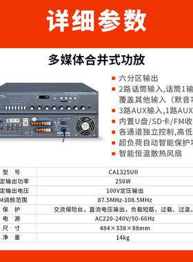 CTRLPA CA1325UII 250W 多媒体播放定压定阻合并式六分区广播功放