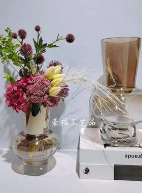 现代轻奢高档水培插花玻璃花瓶台面装饰摆件