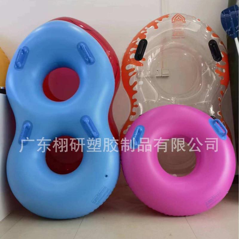 现货水乐园滑具充气单双人皮筏滑水圈亲子游划水圈加厚游泳圈筏子