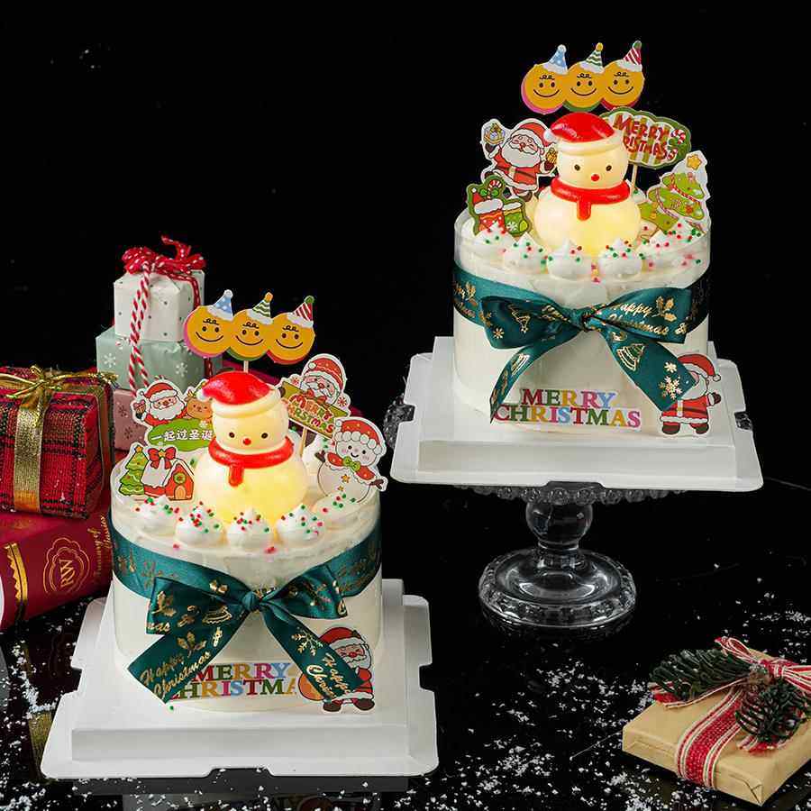 2026圣诞节雪人蛋糕装饰摆件圣诞树老人笑脸甜品节日快乐烘焙插件