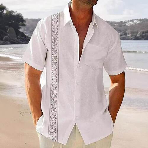 Men's youth cardigan standing collar long sleeved shirt