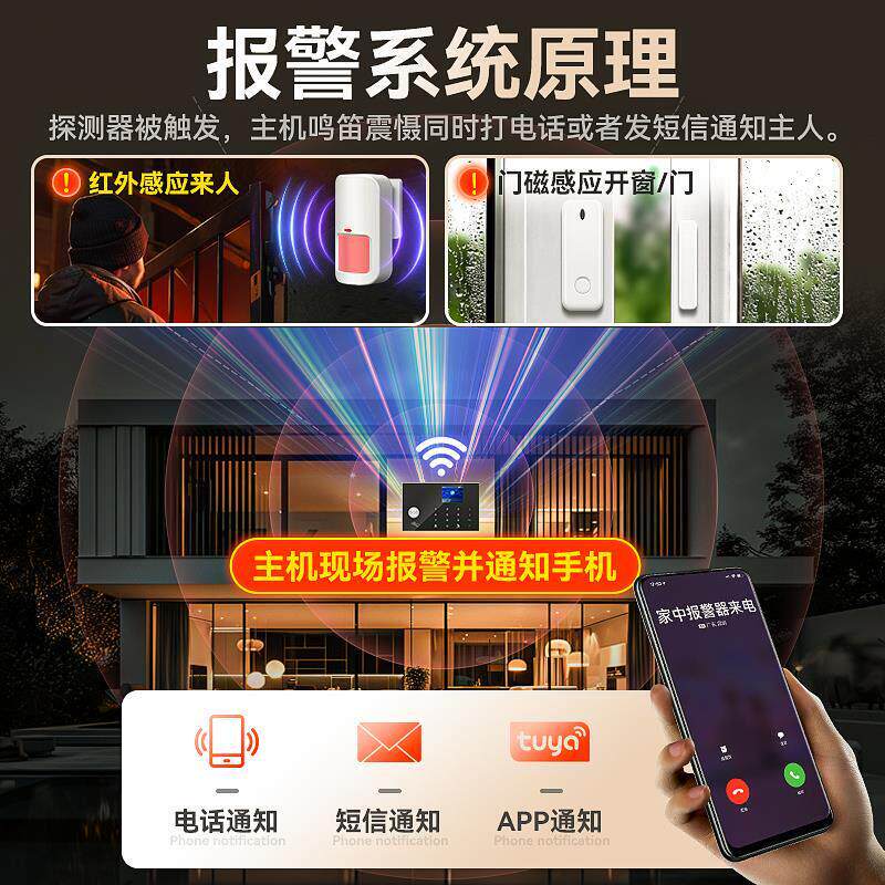 商铺防盗报警器店铺卷帘门磁红外线探测室内智能感应警报器超大声