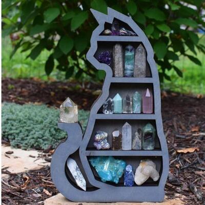 Cat in the Moon Crystal Wooden Shelf月亮水晶架子猫跨境