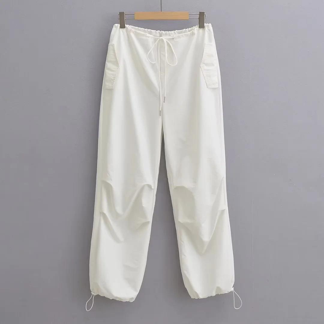 Two-way casual pants with cuffs Thin paper bag overalls