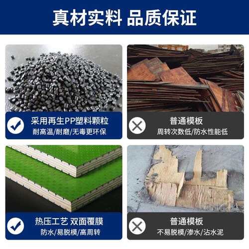绿色pp钢化覆塑模板建筑工程桥梁工地木板覆膜防水加厚竹胶板厂家