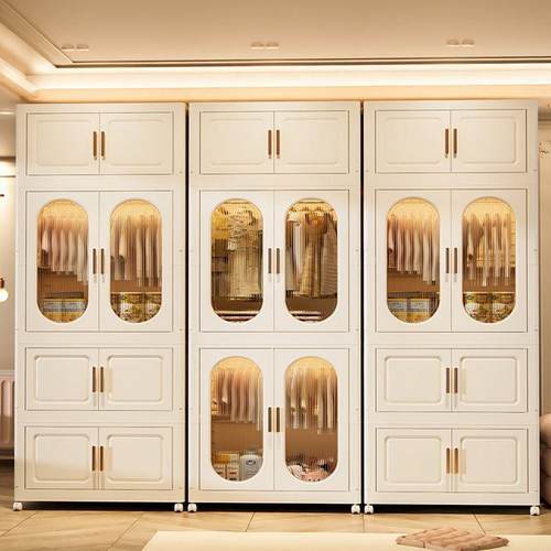 储物柜柜料可折叠成人衣橱PCL卧室衣柜收置物柜纳塑衣服家用儿童