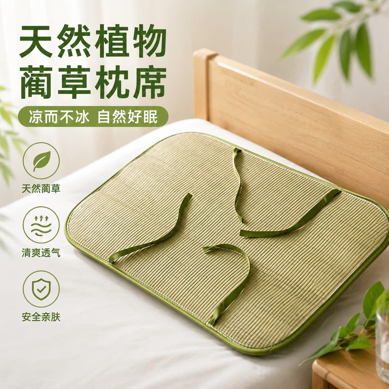 夏天枕席蔺草天然植物草席枕套夏季席子枕垫兰草枕头片凉席枕头套图片