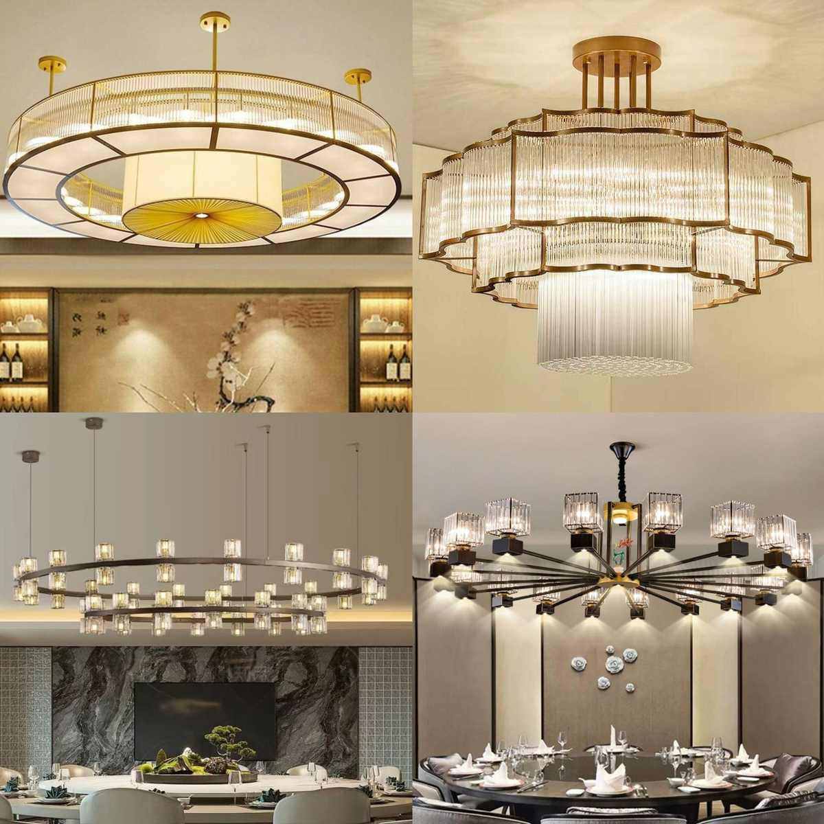 新中式客厅吊灯酒店大堂餐厅包间饭店中式水晶吊灯中国风中山灯具