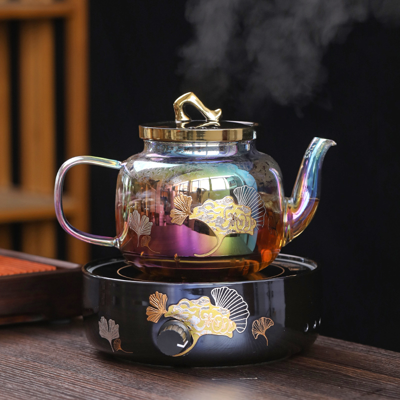 贝彩烧玻璃煮茶壶套装电陶炉花茶器家用茶具烧水炉养Y生蒸水泡茶