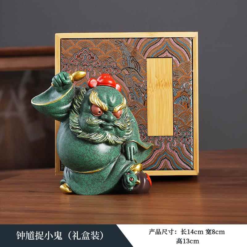 正品锦山堂招财馗摆件学桌面饰玄关办公桌职场工位解压装治钟愈玄