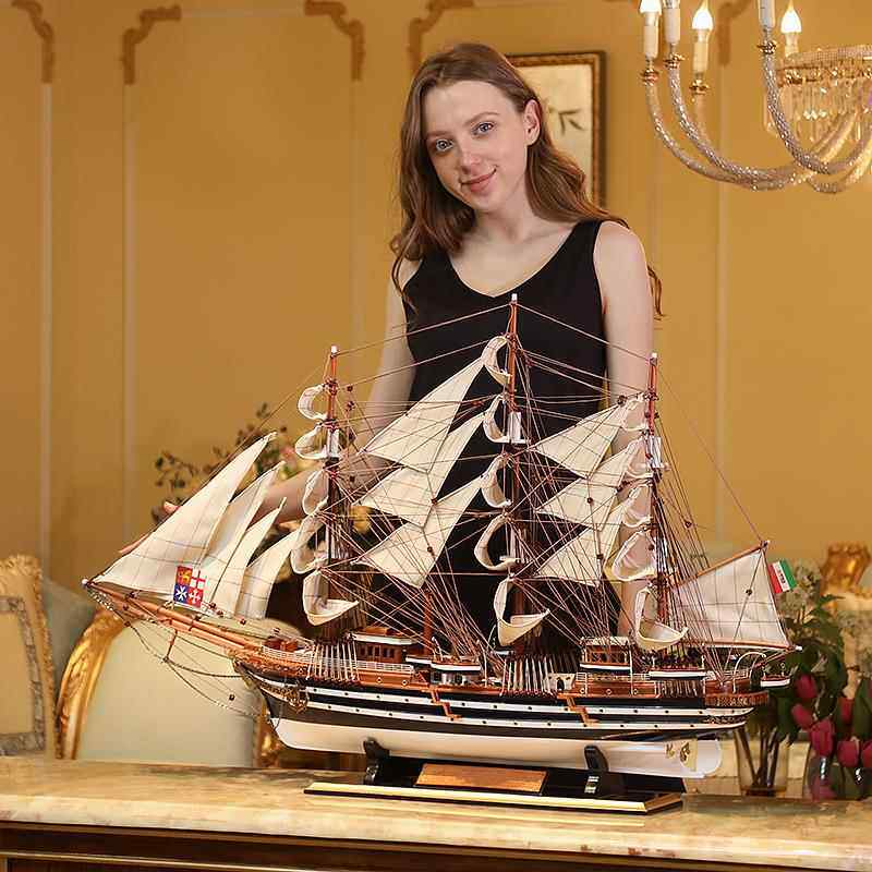 欧式木帆船礼模型业一帆HQ8665A风顺摆件客厅装饰大型工艺质木船