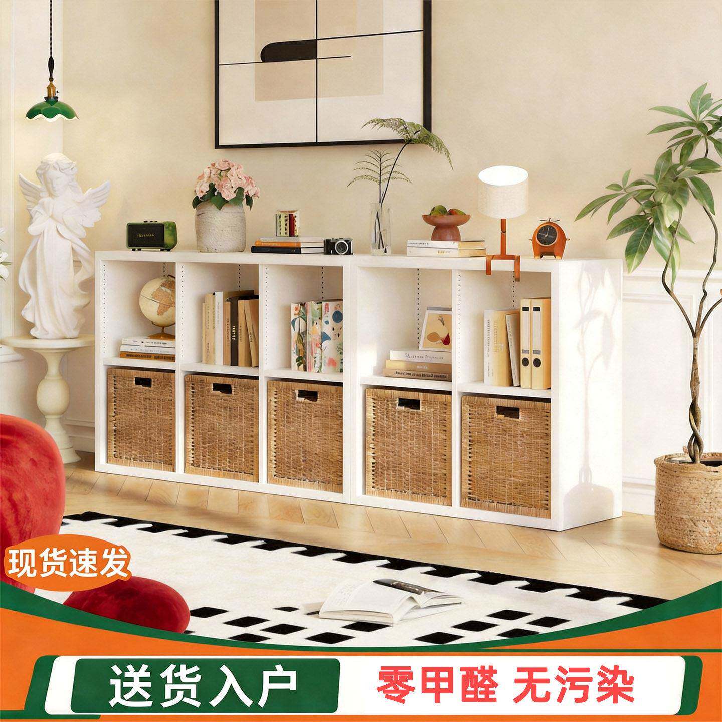金属格子柜客厅铁皮书架书柜自由组合落地家用电视柜储物柜置物架