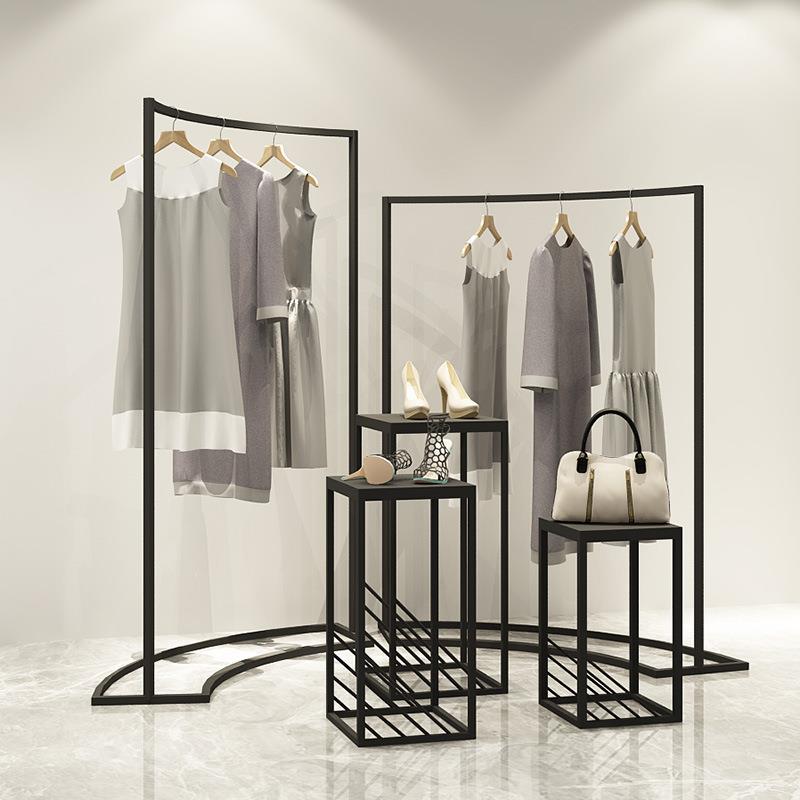 新款直销复古服装店展示架中岛展示柜男女装店中间单杠简约高低橱