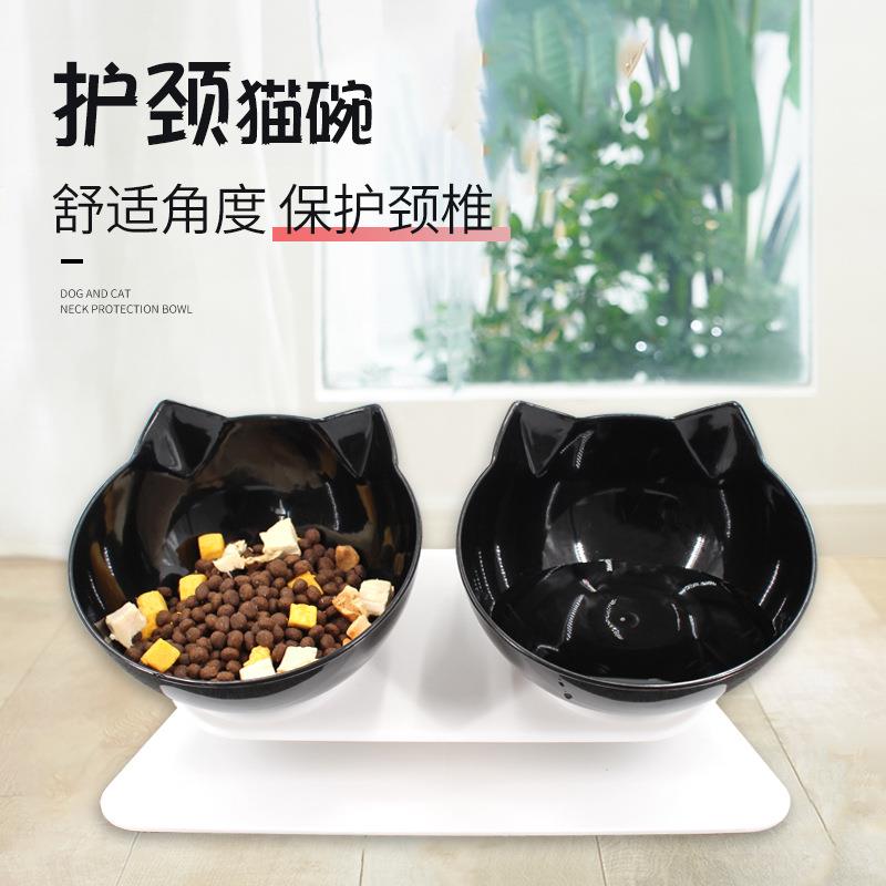 猫碗双碗宠物碗狗碗双碗猫碗狗碗塑料饮水防打翻双碗
