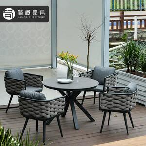 户外别墅花园桌椅庭院室外岩板餐桌椅组合咖啡厅酒店民宿小圆桌套