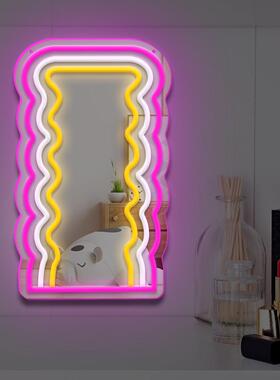 霓虹灯镜面LED装饰氛围灯造型灯房间卧室布置灯发光镜