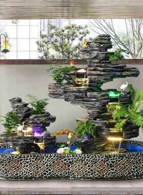 大型落地假山循环流水喷泉鱼池景观花园酒店户外加湿送礼装饰摆件