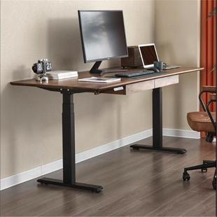 电动升降书桌可节调胡340黑桃木工作实木原木智能台电竞学习桌电