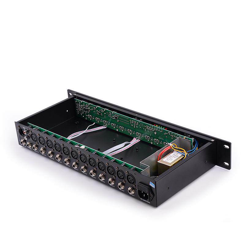 12路有线会议话筒音频集线器带48V幻象供电工程通用分配器混音器