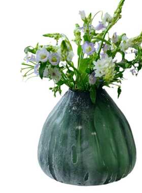 绿色系手工玻璃花瓶家居客厅玄关摆件花器装饰插花玻璃装饰品摆件