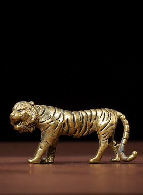 铜财虎A71十黄二生肖摆件招桌面礼品手把玩件家居装饰虎收藏生肖