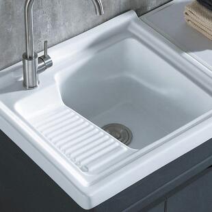 阳石107英石单盆衣洗盆双水池可切角洗衣槽台手洗台带搓板