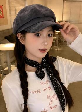 今年流行的新款帽子老钱风秋冬水洗毛呢八角帽甜美百搭韩系气质复