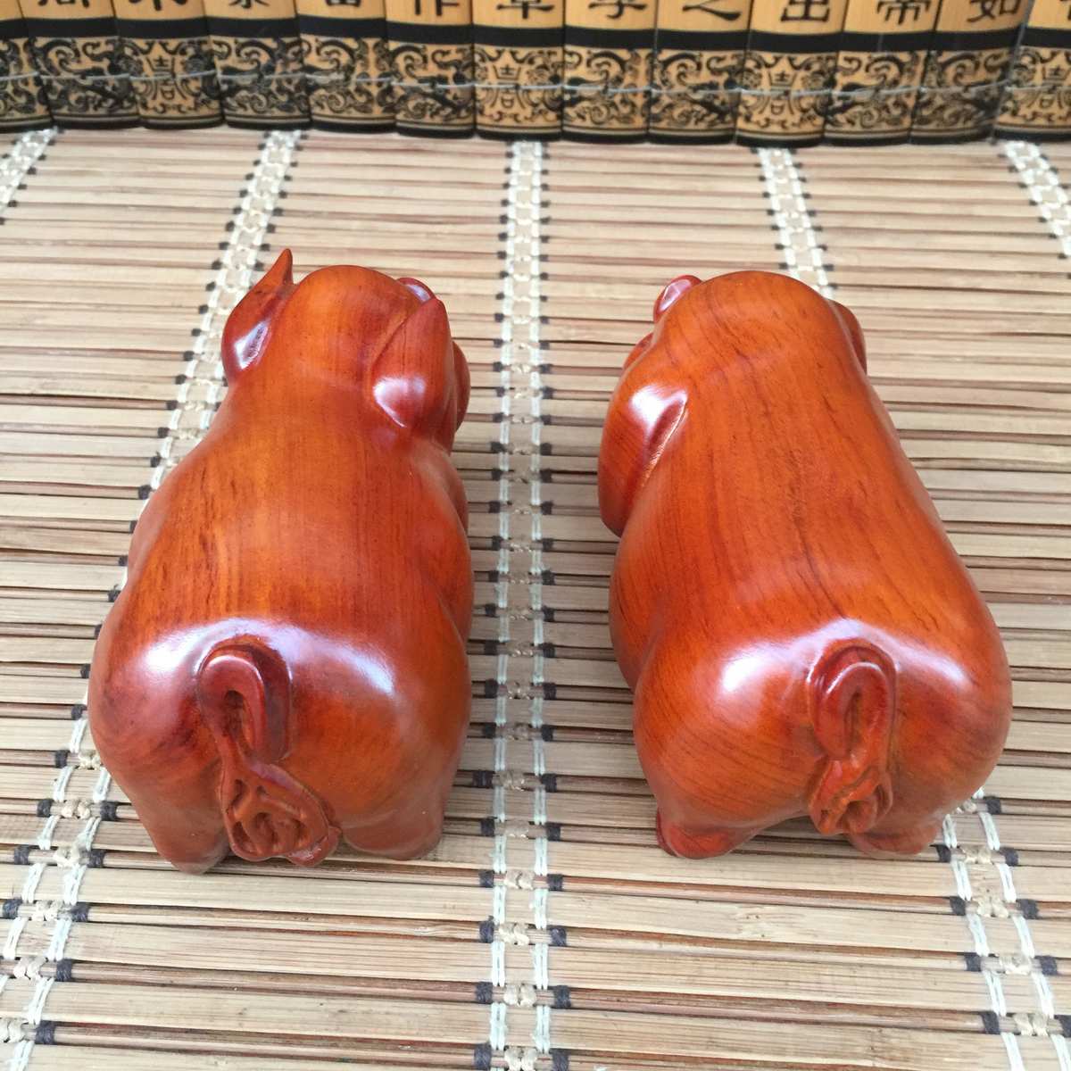 厂家批发 黑檀花梨木雕公母猪摆件 家居客厅木质工艺品生肖猪摆饰