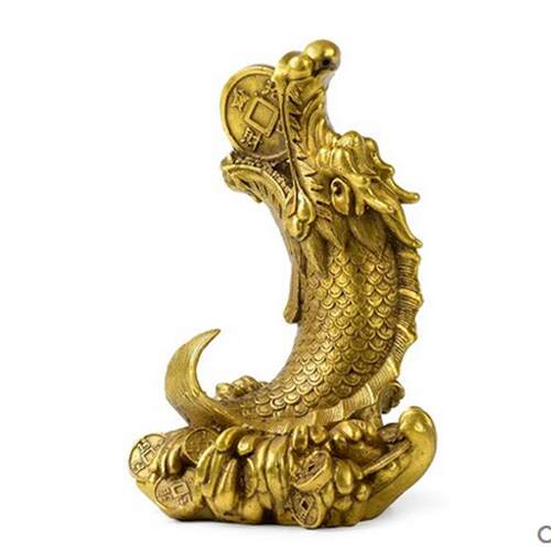 铜鳌鱼摆件吉祥古典家居装饰品客厅金钱鳌头金属工艺品铜器