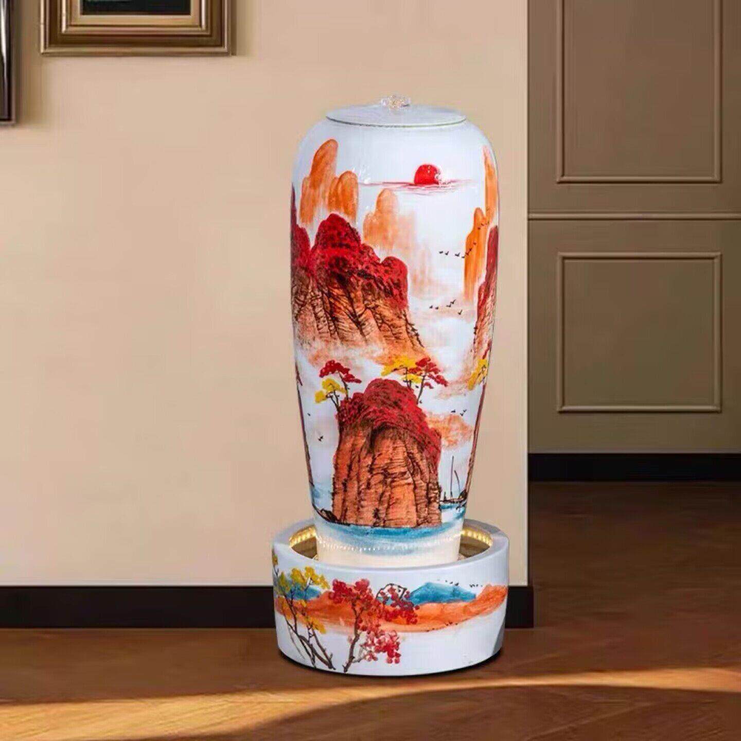 创意流水喷泉客厅循环水加湿器办公室景观装饰风水轮招财落地摆件