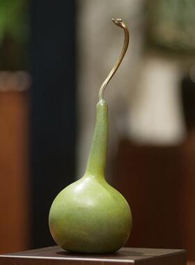 黄铜葫芦摆件新中式博古架福禄寿手工艺品办公桌玄关家居装饰礼品