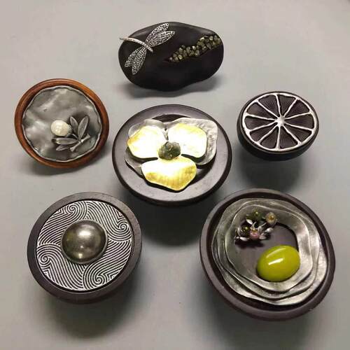 新款直销橱柜拉手 合金花朵镶嵌木拉手手工艺术拉手抽屉拉手家装