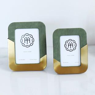 10寸相框摆台 现代轻奢皮革相框金属相框横竖桌面摆台6 新款