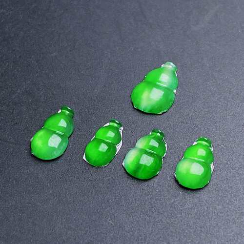 缅甸天然翡翠a货冰阳绿葫芦一手裸石fxj8.4-5.6-2.2mm 小7-3.7-2m
