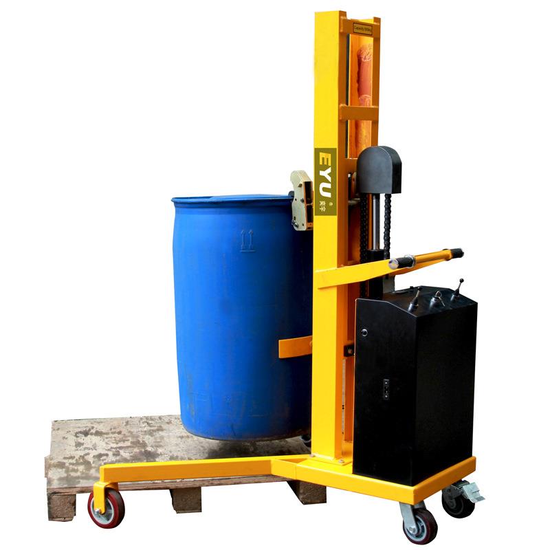 EY-DTY00多功能半电动油桶堆高车V型支腿升高车自动式鹰嘴夹油桶