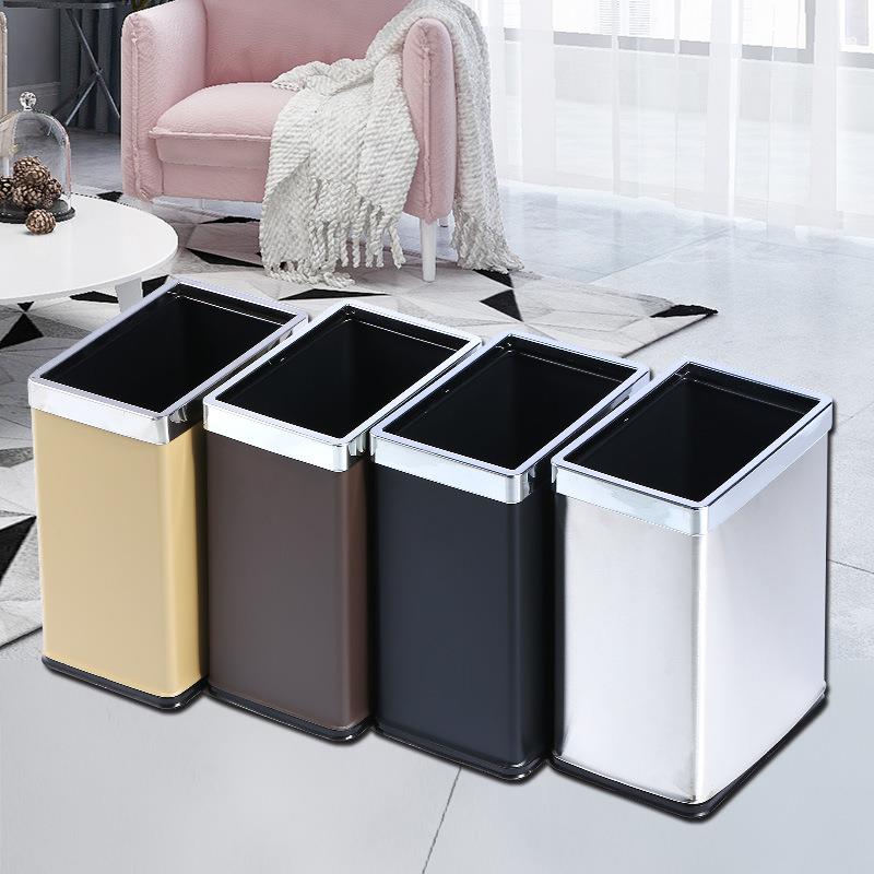 用不锈钢垃圾桶店酒客垃房卫生间轻奢方形无品牌/双层圾筒夹缝客