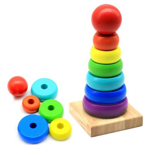 Baby Plugging Montessori Block Matching Toy Rainbow Children